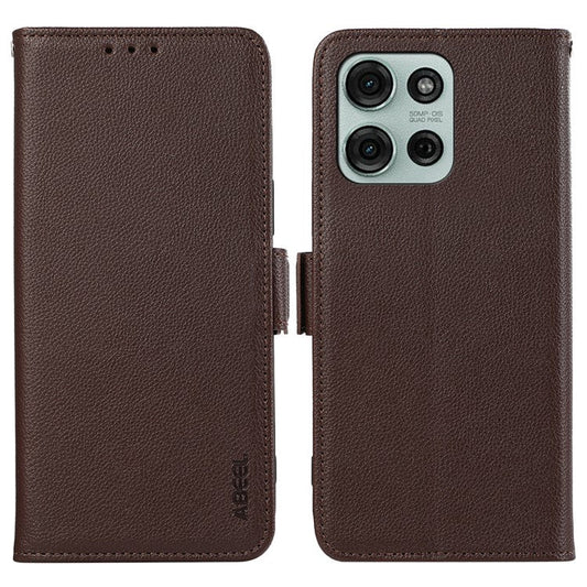 ABEEL For Motorola Moto G75 5G Case Litchi Texture Leather RFID Blocking Phone Cover - Brown
