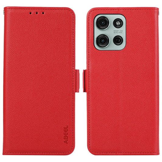 ABEEL For Motorola Moto G75 5G Case Litchi Texture Leather RFID Blocking Phone Cover - Red