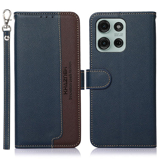 KHAZNEH For Motorola Moto G75 5G Case RFID Blocking Wallet PU Leather Phone Cover - Blue