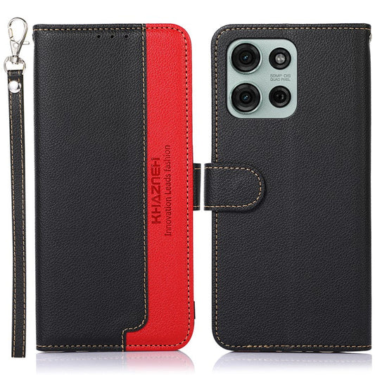KHAZNEH For Motorola Moto G75 5G Case RFID Blocking Wallet PU Leather Phone Cover - Black
