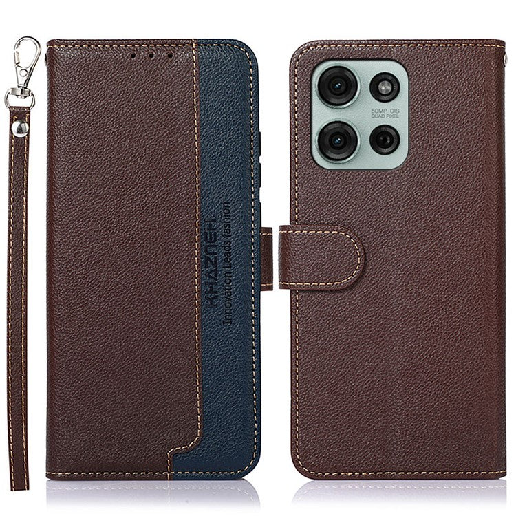 KHAZNEH For Motorola Moto G75 5G Case RFID Blocking Wallet PU Leather Phone Cover - Brown
