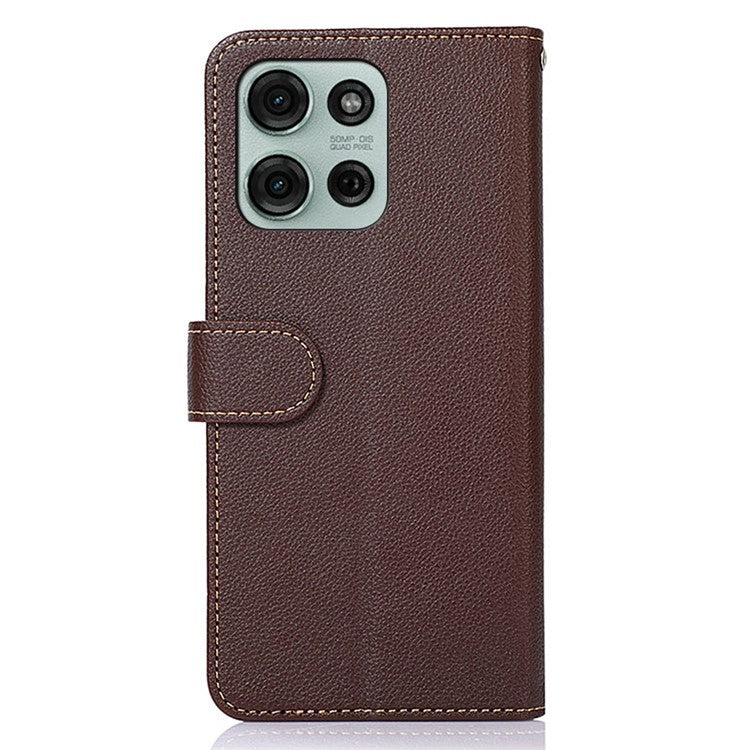 KHAZNEH For Motorola Moto G75 5G Case RFID Blocking Wallet PU Leather Phone Cover - Brown