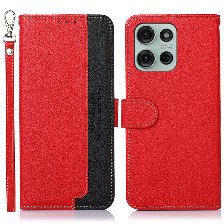 KHAZNEH For Motorola Moto G75 5G Case RFID Blocking Wallet PU Leather Phone Cover - Red