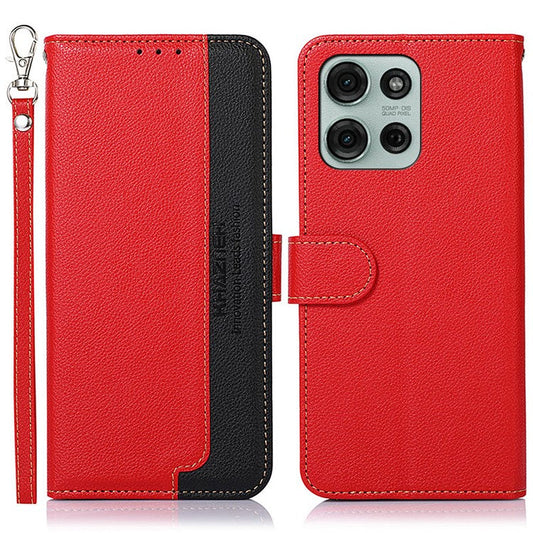 KHAZNEH For Motorola Moto G75 5G Case RFID Blocking Wallet PU Leather Phone Cover - Red