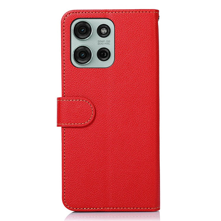 KHAZNEH For Motorola Moto G75 5G Case RFID Blocking Wallet PU Leather Phone Cover - Red