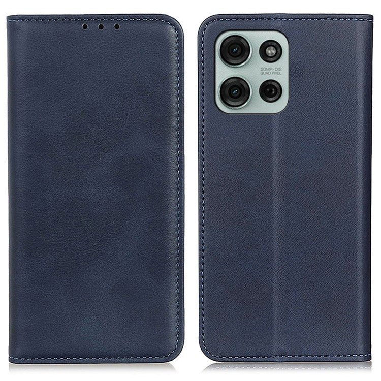 For Motorola Moto G75 5G Case Split Leather Flip Wallet Phone Cover - Blue