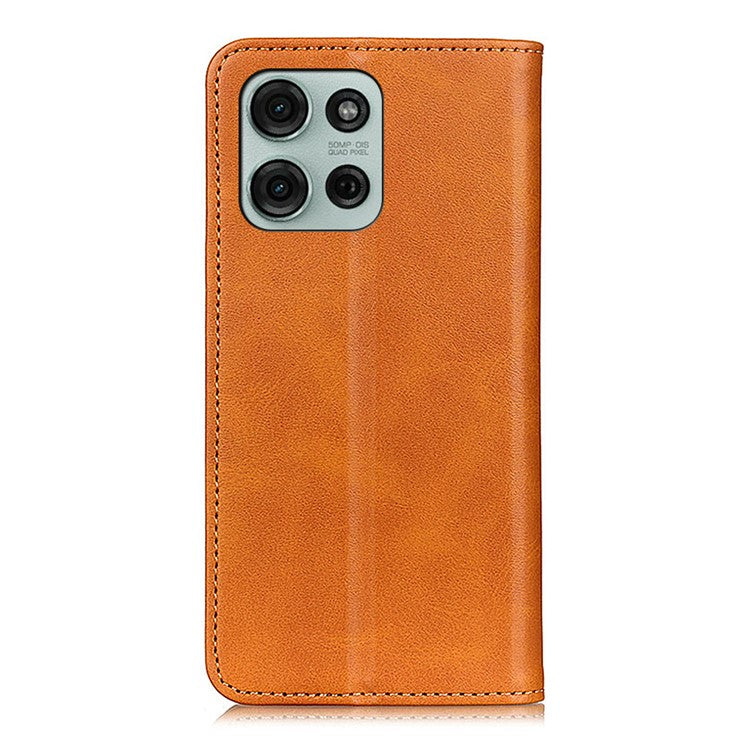 For Motorola Moto G75 5G Case Split Leather Flip Wallet Phone Cover - Brown
