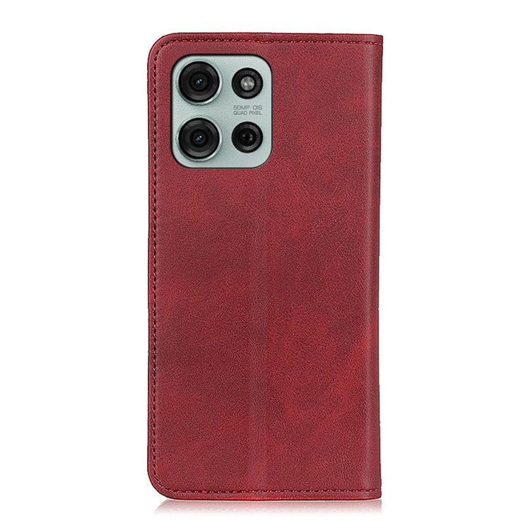 For Motorola Moto G75 5G Case Split Leather Flip Wallet Phone Cover - Red