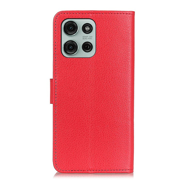 For Motorola Moto G75 5G Wallet Case PU Leather Phone Cover Litchi Texture - Red