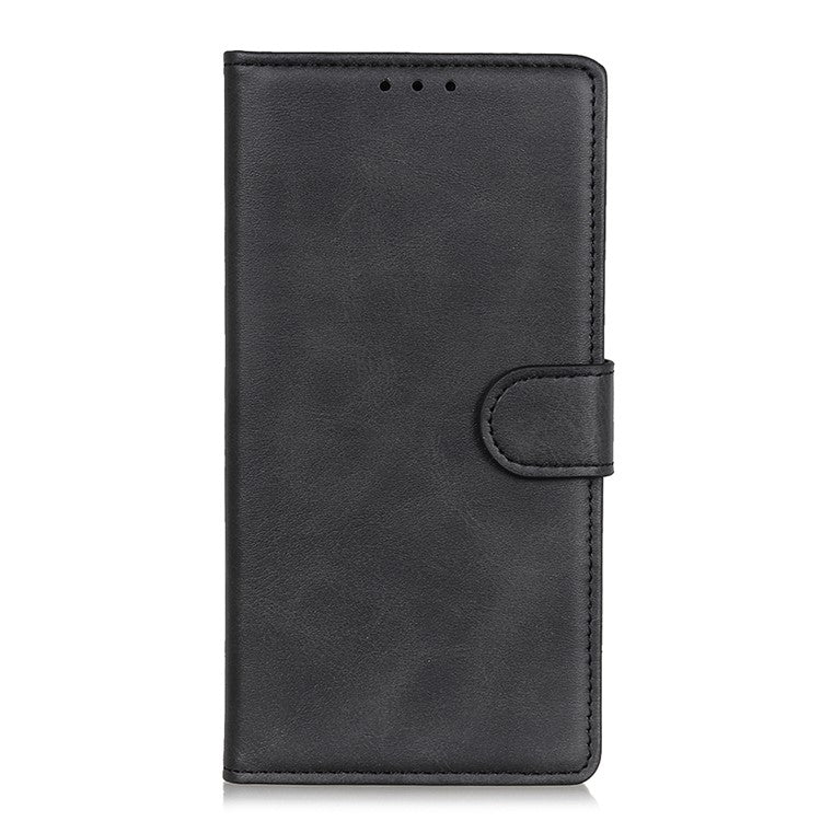 For Motorola Moto G75 5G Stand Wallet Case Cowhide Texture Leather Phone Cover - Black