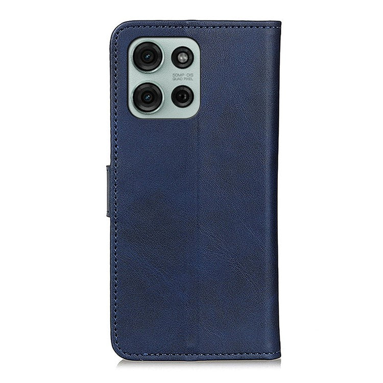 For Motorola Moto G75 5G Stand Wallet Case Cowhide Texture Leather Phone Cover - Blue