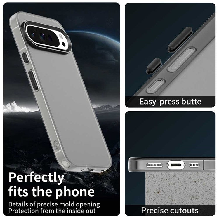 For Google Pixel 9 Pro XL Case PC+TPU+PET Matte Anti-Drop Phone Back Cover - Black