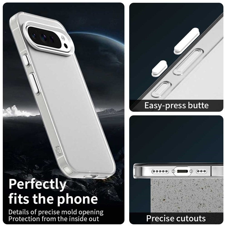 For Google Pixel 9 Pro XL Case PC+TPU+PET Matte Anti-Drop Phone Back Cover - White
