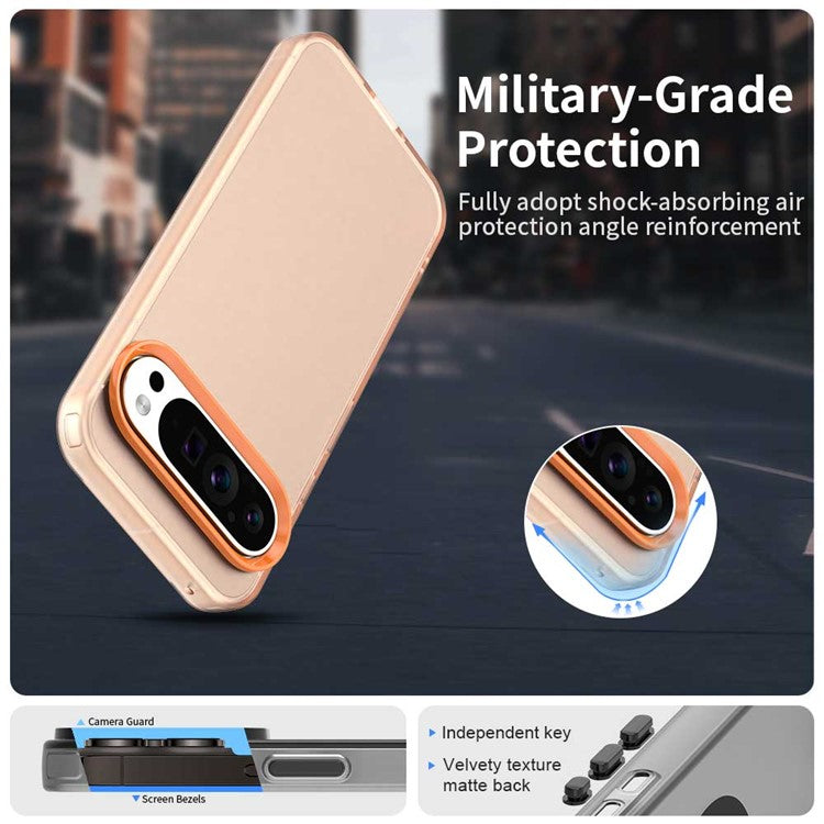 For Google Pixel 9 Pro XL Case PC+TPU+PET Matte Anti-Drop Phone Back Cover - Orange