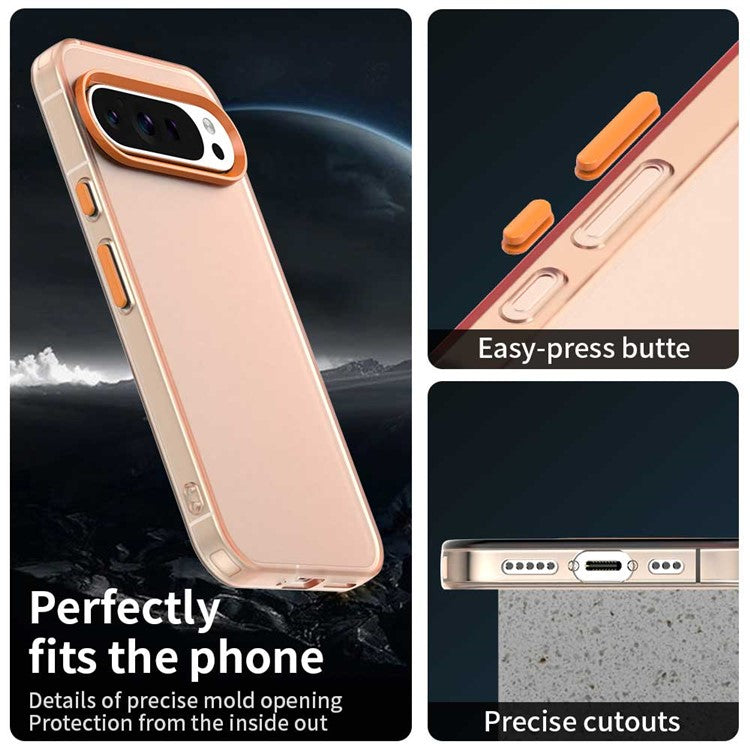 For Google Pixel 9 Pro XL Case PC+TPU+PET Matte Anti-Drop Phone Back Cover - Orange