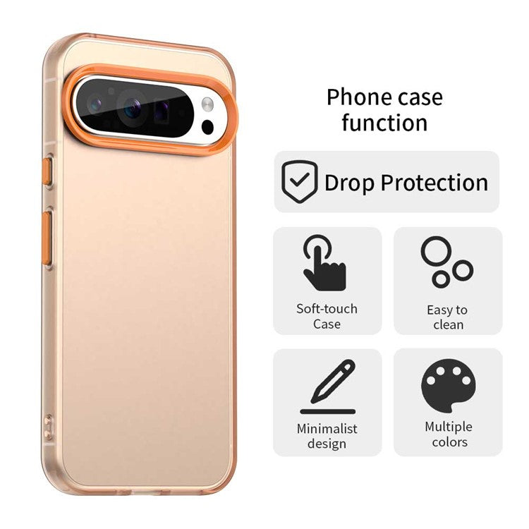 For Google Pixel 9 Pro XL Case PC+TPU+PET Matte Anti-Drop Phone Back Cover - Orange