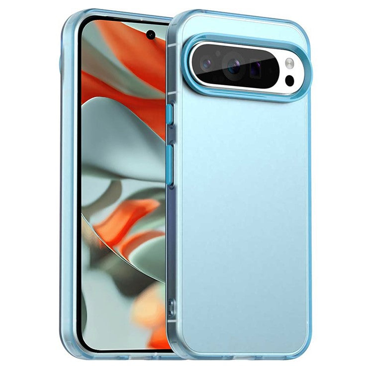 For Google Pixel 9 Pro XL Case PC+TPU+PET Matte Anti-Drop Phone Back Cover - Blue