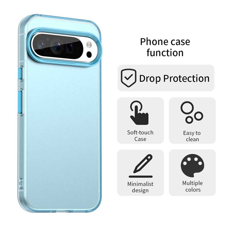 For Google Pixel 9 Pro XL Case PC+TPU+PET Matte Anti-Drop Phone Back Cover - Blue