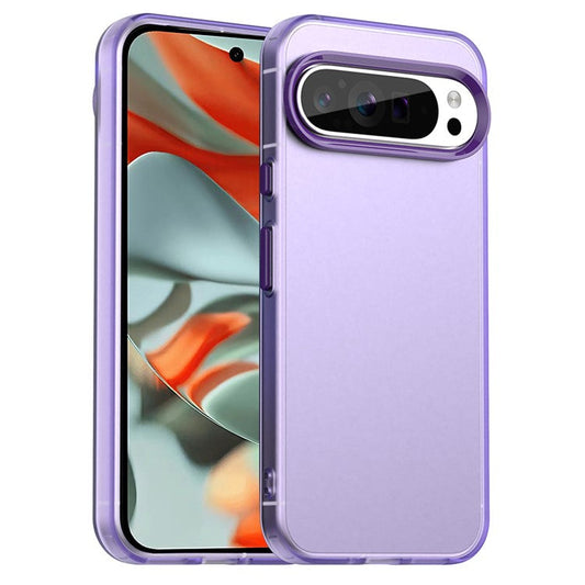 For Google Pixel 9 Pro XL Case PC+TPU+PET Matte Anti-Drop Phone Back Cover - Purple