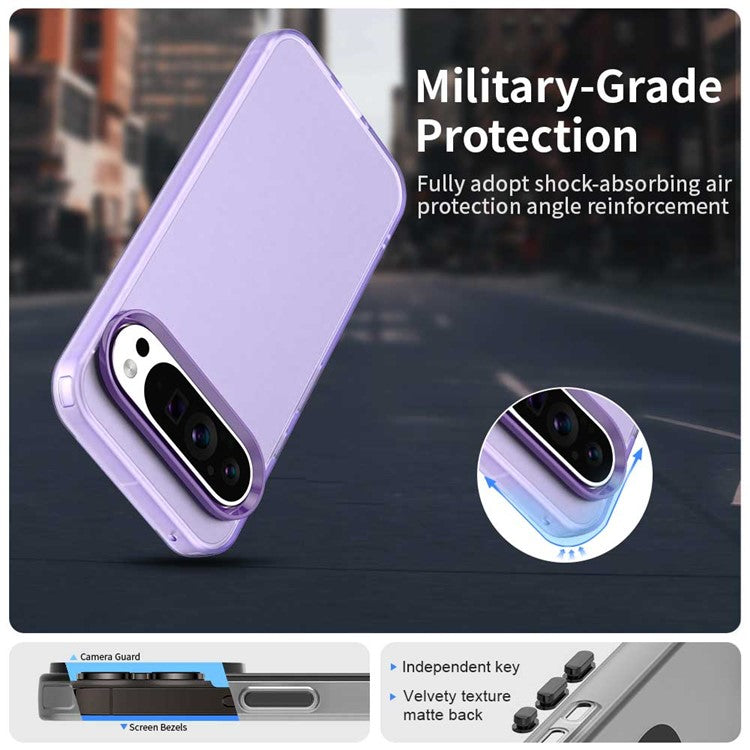 For Google Pixel 9 Pro XL Case PC+TPU+PET Matte Anti-Drop Phone Back Cover - Purple