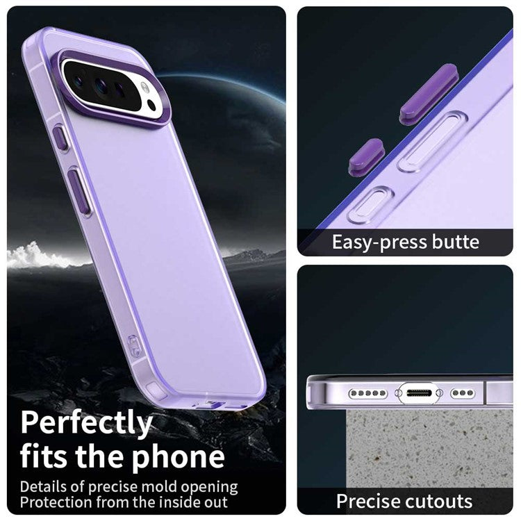 For Google Pixel 9 Pro XL Case PC+TPU+PET Matte Anti-Drop Phone Back Cover - Purple