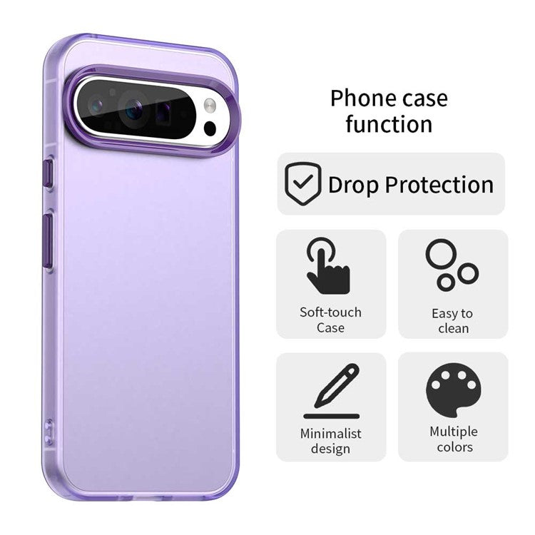 For Google Pixel 9 Pro XL Case PC+TPU+PET Matte Anti-Drop Phone Back Cover - Purple