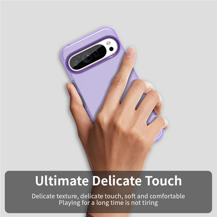 For Google Pixel 9 Pro XL Case PC+TPU+PET Matte Anti-Drop Phone Back Cover - Purple