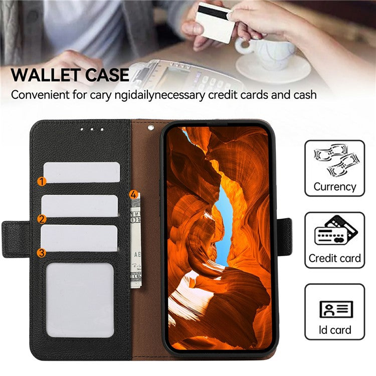 ABEEL For Google Pixel 9a Case Litchi Texture Leather RFID Blocking Phone Cover - Black
