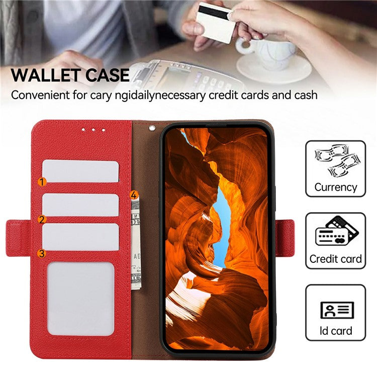 ABEEL For Google Pixel 9a Case Litchi Texture Leather RFID Blocking Phone Cover - Red