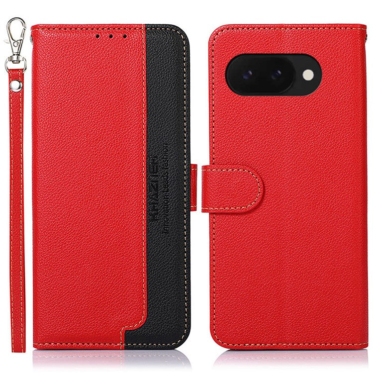KHAZNEH For Google Pixel 9a Case RFID Blocking Wallet PU Leather Phone Cover - Red