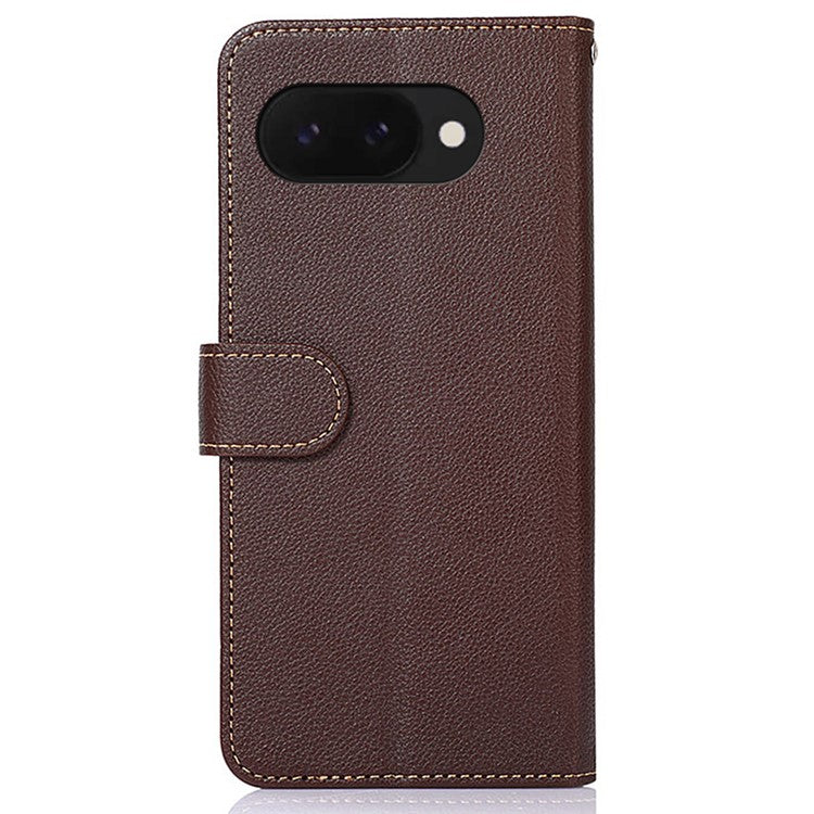 KHAZNEH For Google Pixel 9a Case RFID Blocking Wallet PU Leather Phone Cover - Brown