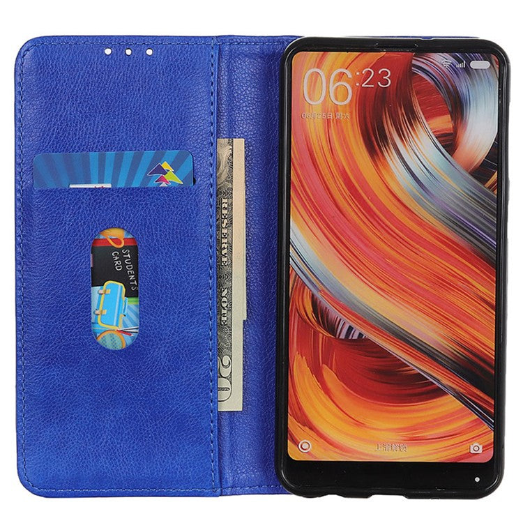 For Motorola Moto G75 5G Stand Case Split Leather Litchi Texture Wallet Phone Cover - Blue