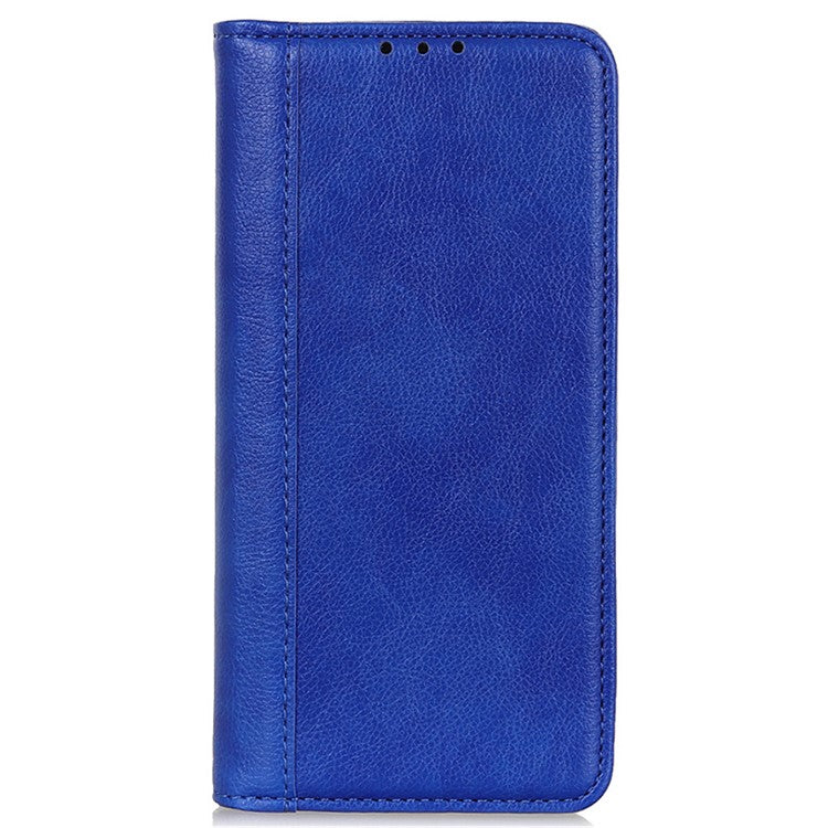 For Motorola Moto G75 5G Stand Case Split Leather Litchi Texture Wallet Phone Cover - Blue