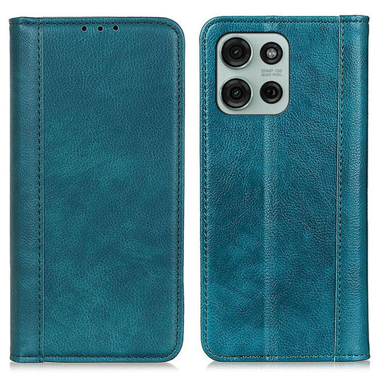 For Motorola Moto G75 5G Stand Case Split Leather Litchi Texture Wallet Phone Cover - Green