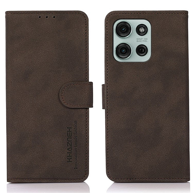 KHAZNEH For Motorola Moto G75 5G Stand Case PU Leather Wallet Phone Cover - Brown