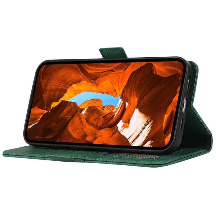 ABEEL For Motorola Moto G75 5G Case PU Leather Folio Stand View RFID Blocking Phone Cover - Green