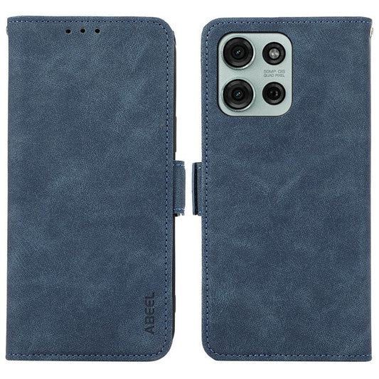 ABEEL For Motorola Moto G75 5G Case PU Leather Folio Stand View RFID Blocking Phone Cover - Blue