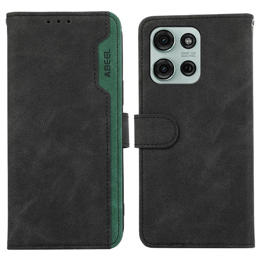 ABEEL For Motorola Moto G75 5G Case Color Splicing Leather Flip Phone Cover RFID Blocking - Black