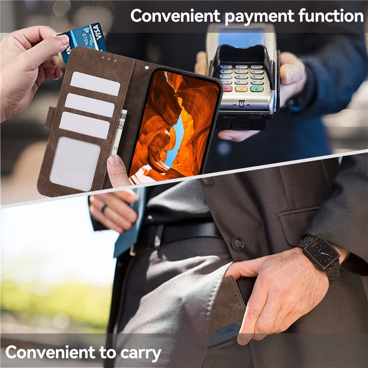 ABEEL For Motorola Moto G75 5G Case Color Splicing Leather Flip Phone Cover RFID Blocking - Brown