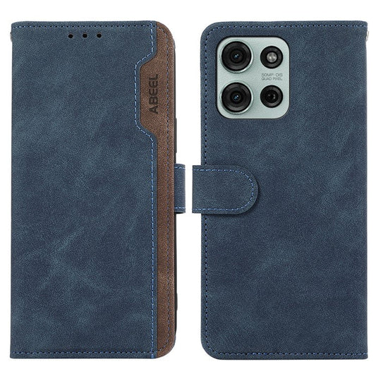ABEEL For Motorola Moto G75 5G Case Color Splicing Leather Flip Phone Cover RFID Blocking - Blue