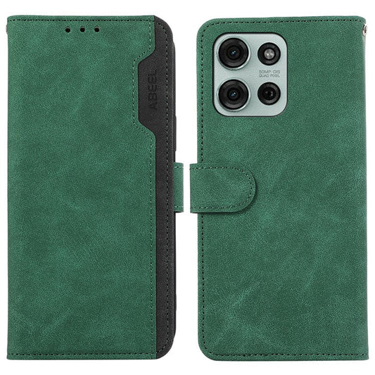 ABEEL For Motorola Moto G75 5G Case Color Splicing Leather Flip Phone Cover RFID Blocking - Green