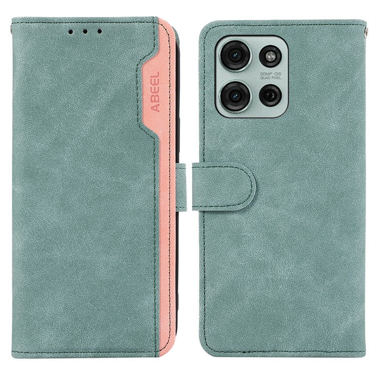 ABEEL For Motorola Moto G75 5G Case Color Splicing Leather Flip Phone Cover RFID Blocking - Baby Blue