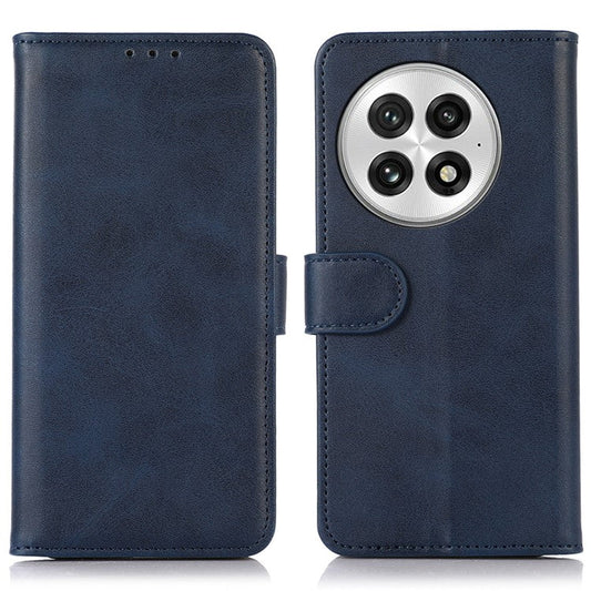 For OnePlus 13 Case Cowhide Texture Leather Wallet Phone Cover with Stand - Blue