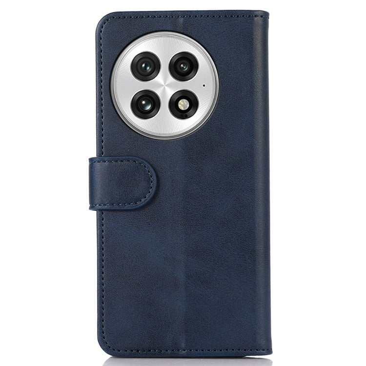 For OnePlus 13 Case Cowhide Texture Leather Wallet Phone Cover with Stand - Blue