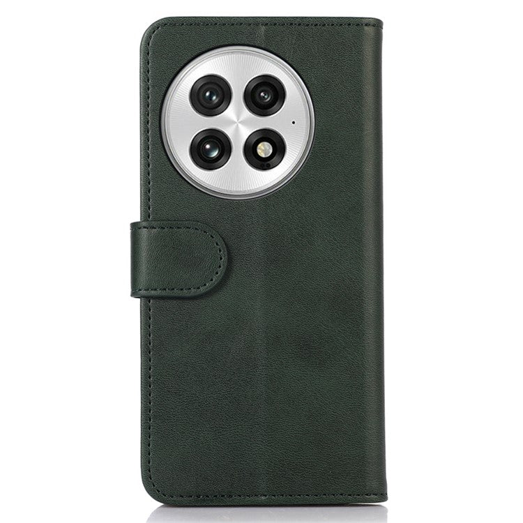 For OnePlus 13 Case Cowhide Texture Leather Wallet Phone Cover with Stand - Green