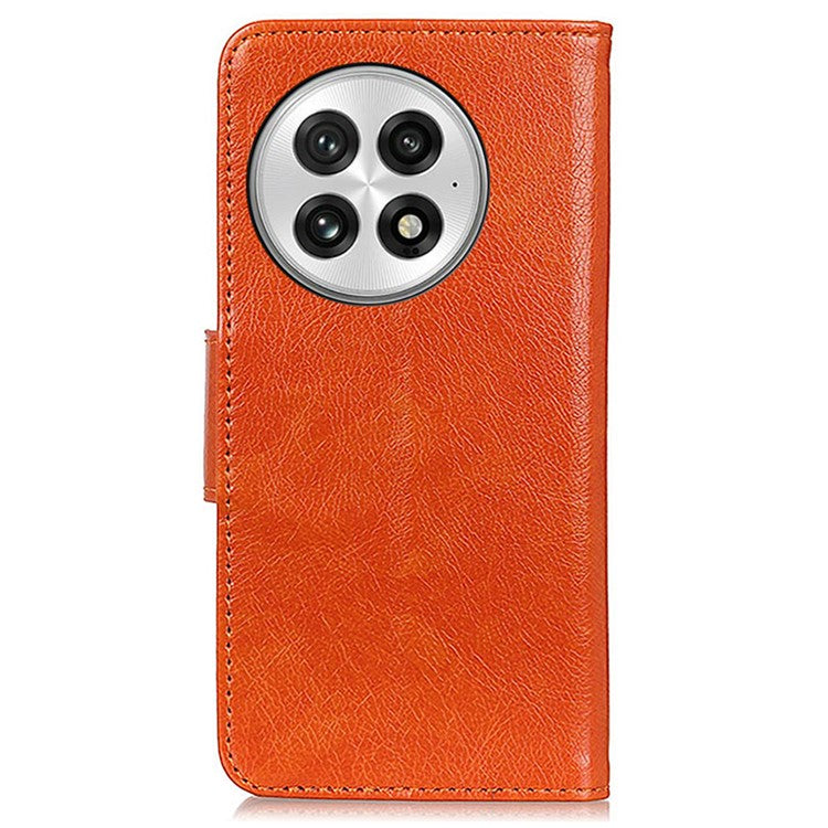 For OnePlus 13 Case Nappa Texture Split Leather Wallet Phone Cover - Orange