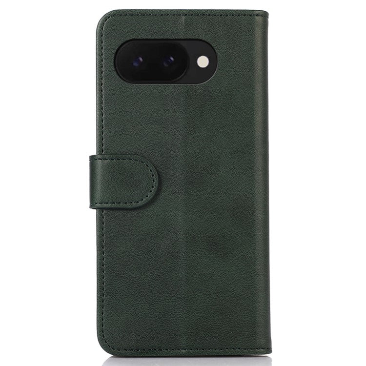 For Google Pixel 9a Case Cowhide Texture Leather Wallet Phone Cover with Stand - Green