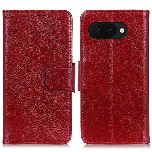For Google Pixel 9a Case Nappa Texture Split Leather Wallet Phone Cover - Red