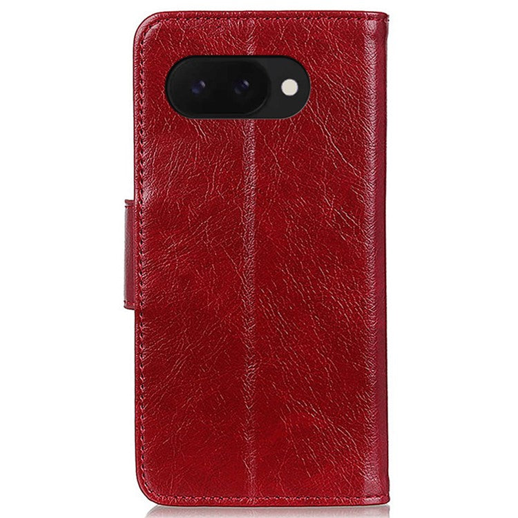 For Google Pixel 9a Case Nappa Texture Split Leather Wallet Phone Cover - Red