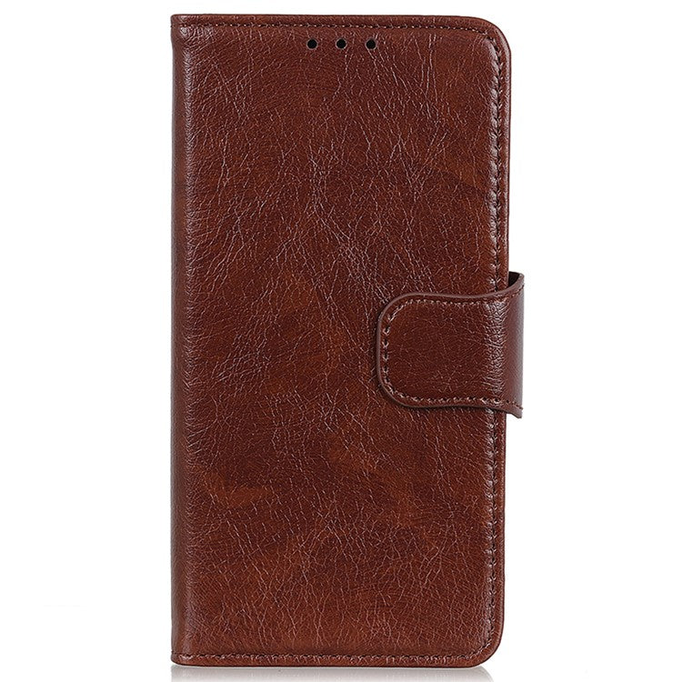 For Google Pixel 9a Case Nappa Texture Split Leather Wallet Phone Cover - Brown